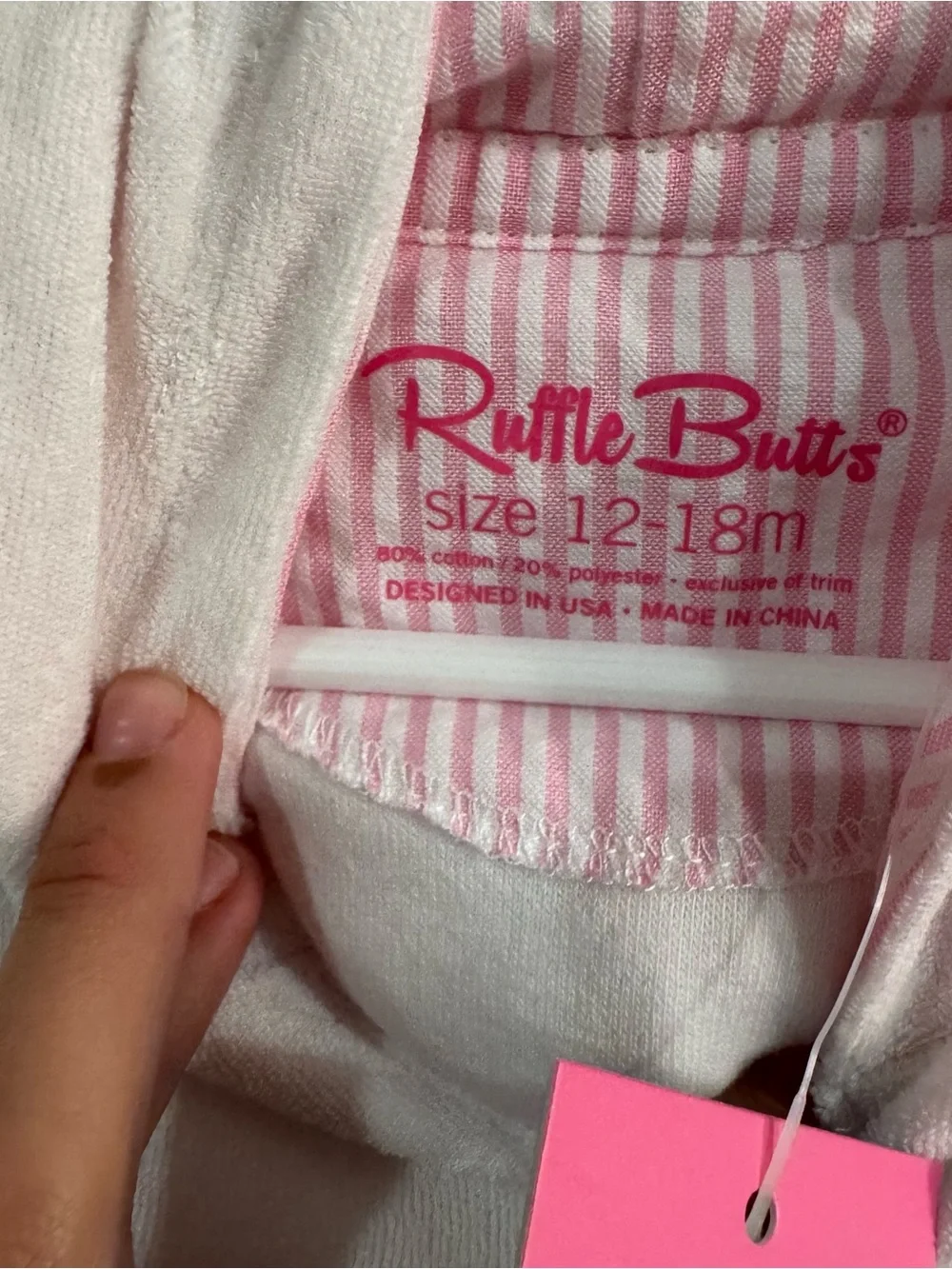 Ruffle Butts White Hooded Girls' Swim Coverup with Pink Bow NWT 12-18